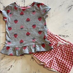 Cat & Jack 2T Strawberry Shirt and Gingham Shorts